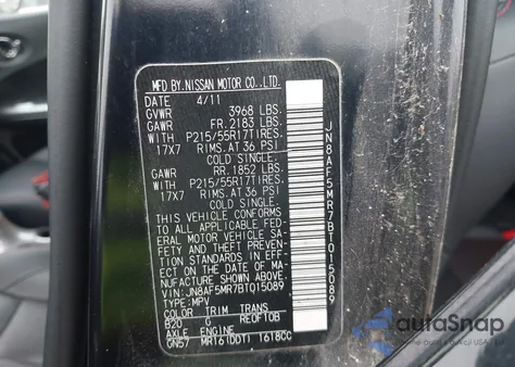 2011 Nissan Juke Sl z USA, uszkodzony, nr VIN JN8AF5MR7BT015089